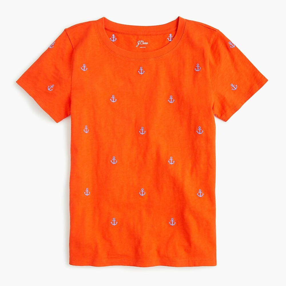 J. Crew Red Blue Anchor Tee NWT MED